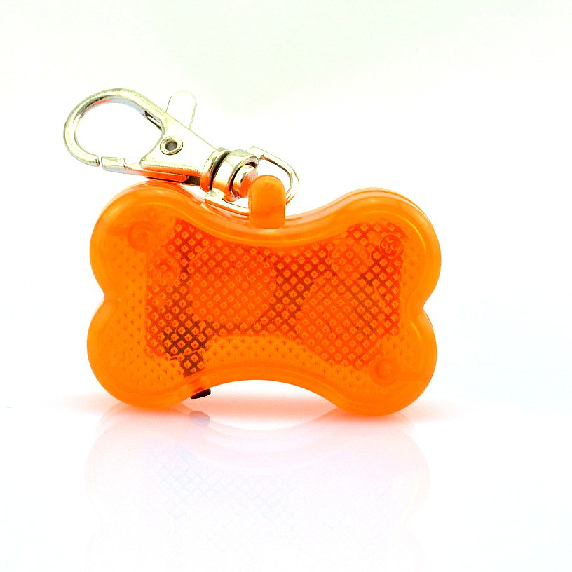 DOG CAT PET TAG SAFETY FLASHING BLINKING LED LIGHT BONE SHAPE Blue Red