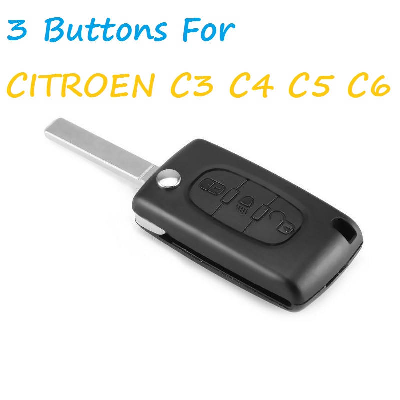 Flip Remote Key Fob Case CITROEN C4 GRAND PICASSO 3 Button Light symbol Blade 