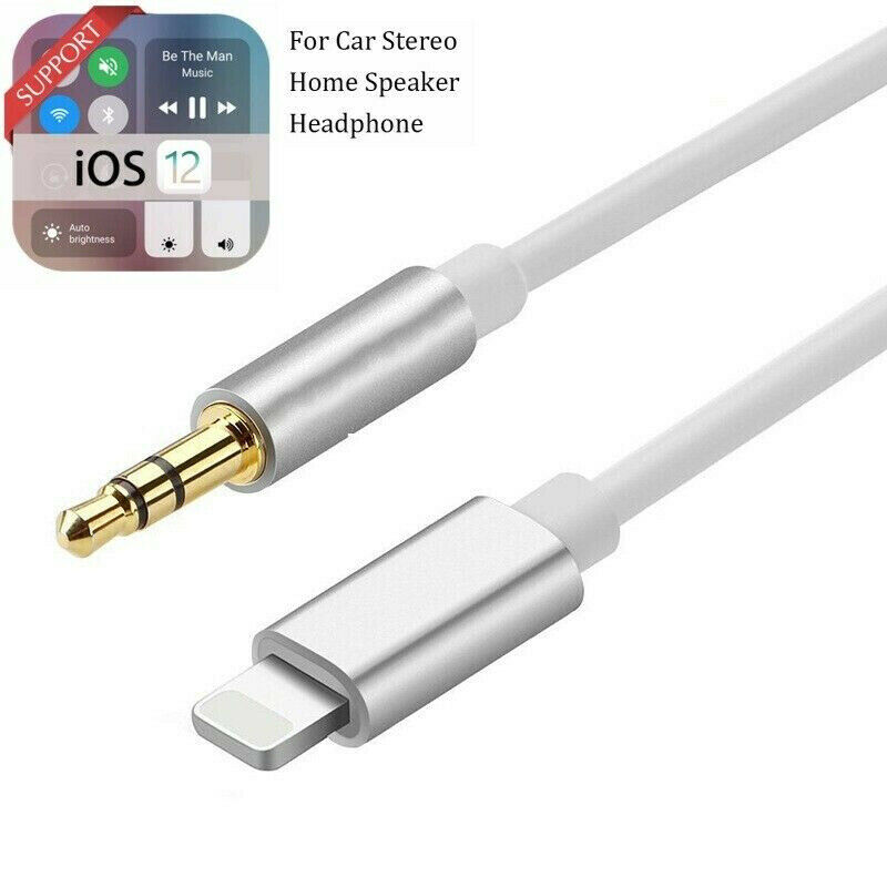 Lightning a 3.5mm Jack Macho Coche Audio AUX Cable de plomo para iPhone 7 XS iOS12 8 X