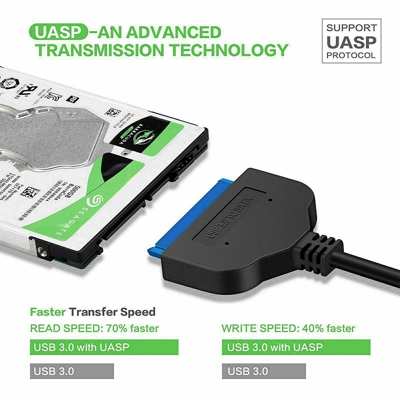 USB 3.1 Type C To SATA III 2.5" Hard Drive Adapter Cable For HDD/SSD - 22-Pin UASP
